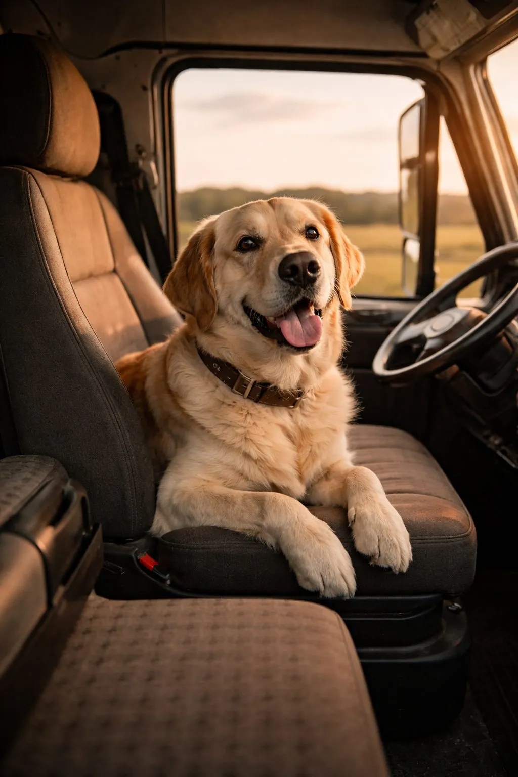 Hund i lastbilkabinen